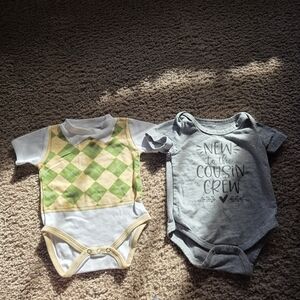 Baby Aspen Green Argyle and Gray Bodysuit Set